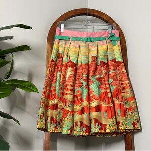 Lindy Bop 8 Desert Sunset Western Belted Pleated Skirt